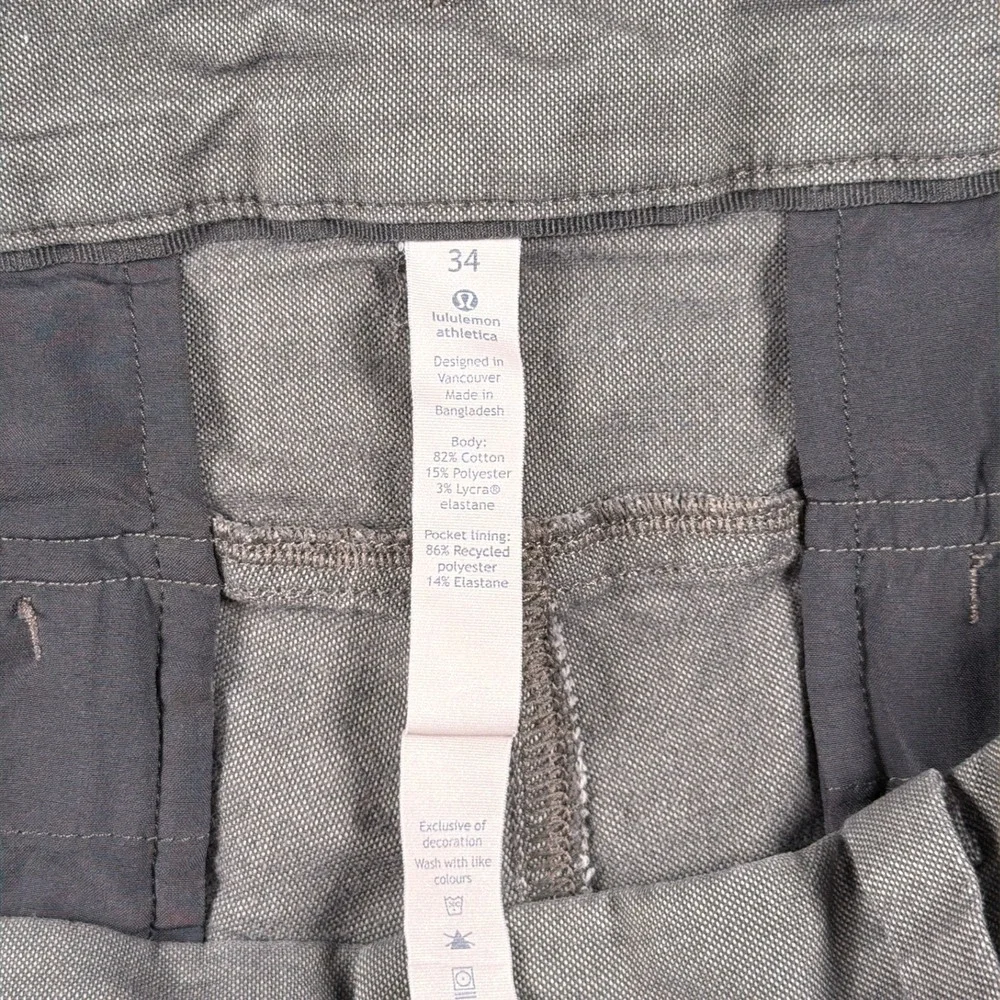 Lululemon Commission Shorts Mens 34 Gray Cotton Blend Stretch Chino 10